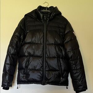 Guess Men's Black Hooded Puffer Jacket
